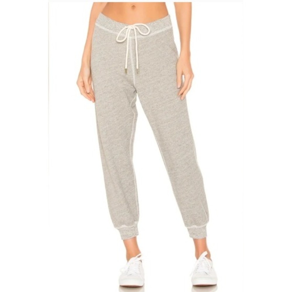 The Great Cropped Sweatpants Heather Grey Pink Joggers Cozy Athleisure Size XS